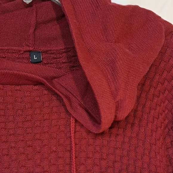 Zaitun Men's Hooded Sweatshirt Sweater Pullover Solid Knitted Maroon Size Large - Picture 7 of 15
